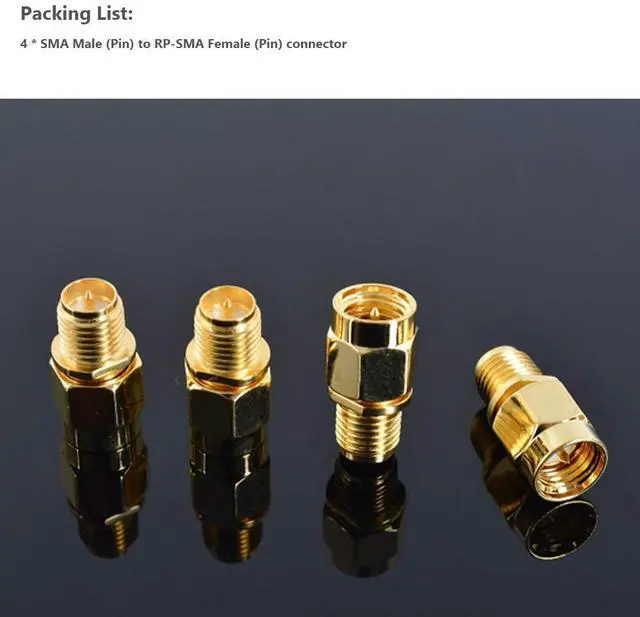 Alt view image 4 of 5 - Vszerda (4Pack SMA Adapter SMA Male to RP SMA Female Jack Connector for RF Coax Cable Wi-Fi Antenna/Signal Booster/Repeaters/Radio/Extension Cable/FPV Drone