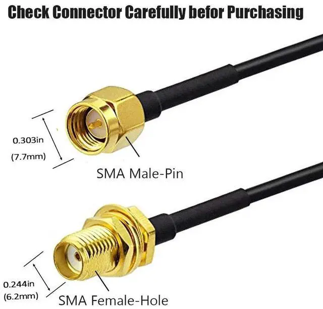 Alt view image 3 of 4 - Vszerda 33ft WiFi Antenna Extension Cable SMA Male to SMA Female RF Connector Adapter for Wireless LAN Router Bridge & Cellular Antenna Extension