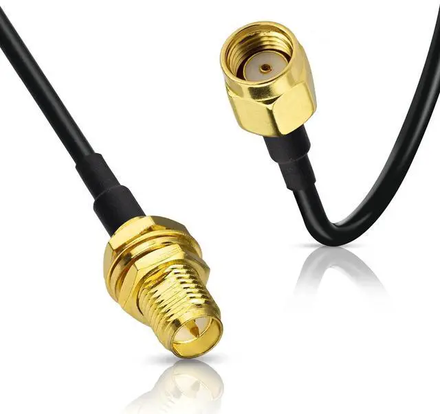 Alt view image 4 of 7 - Vszerda WiFi Antenna Extension Cable 2-Pack RP-SMA Male to RP-SMA Female Bulkhead Mount RG174 Cable 30 feet for WiFi Router Security IP Camera Wireless Network Card Adapter