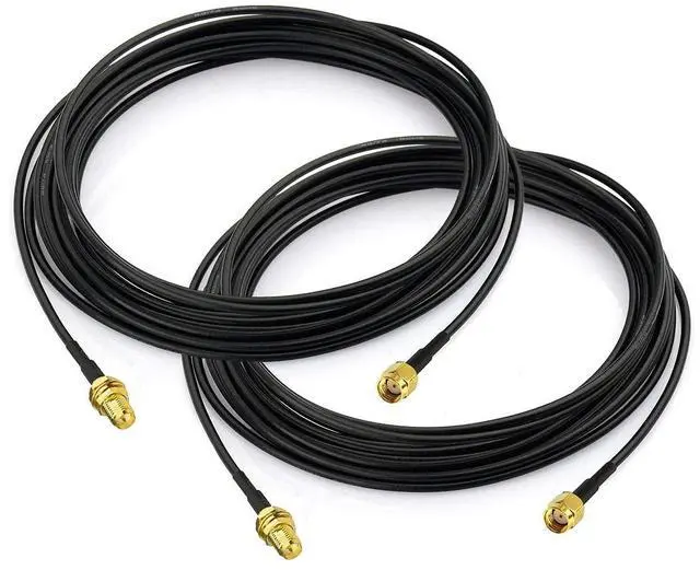 Main image of Vszerda WiFi Antenna Extension Cable 2-Pack RP-SMA Male to RP-SMA Female Bulkhead Mount RG174 Cable 5m 16.5 feet for WiFi Router Security IP Camera Wireless Network Card Adapter