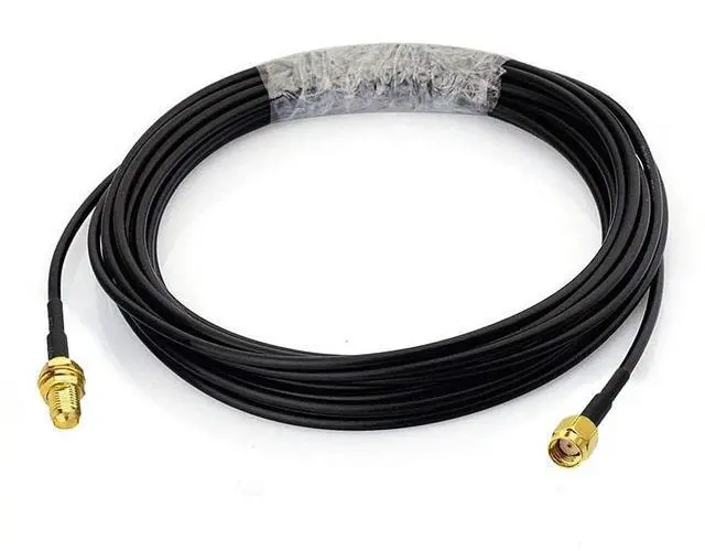 Alt view image 7 of 7 - Vszerda WiFi Antenna Extension Cable 2-Pack RP-SMA Male to RP-SMA Female Bulkhead Mount RG174 Cable 5m 16.5 feet for WiFi Router Security IP Camera Wireless Network Card Adapter