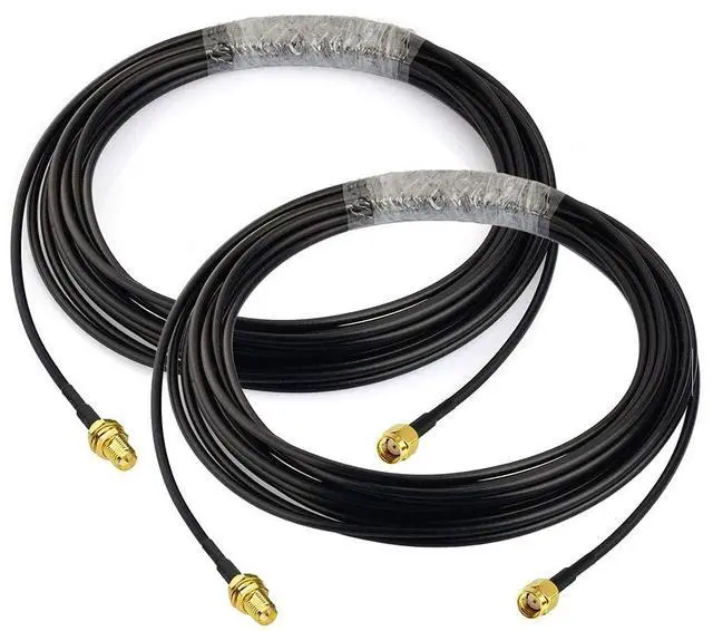 Main image of Vszerda WiFi Antenna Extension Cable 2-Pack RP-SMA Male to RP-SMA Female Bulkhead Mount RG174 Cable 20 feet for WiFi Router Security IP Camera Wireless Network Card Adapter