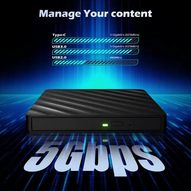 Alt view image 3 of 7 - Vszerda 5 in 1 External Bluray Drive, USB 3.0 Type-C Slim Optical External Bluray DVD Burner with SD/TF Card Reader 2 USB 3.0 Hubs Compatible with Windows XP/7/8/10 MacOS MacBook Laptop and Desktop