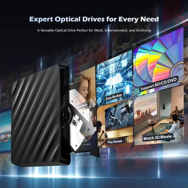 Alt view image 5 of 7 - Vszerda 5 in 1 External Bluray Drive, USB 3.0 Type-C Slim Optical External Bluray DVD Burner with SD/TF Card Reader 2 USB 3.0 Hubs Compatible with Windows XP/7/8/10 MacOS MacBook Laptop and Desktop
