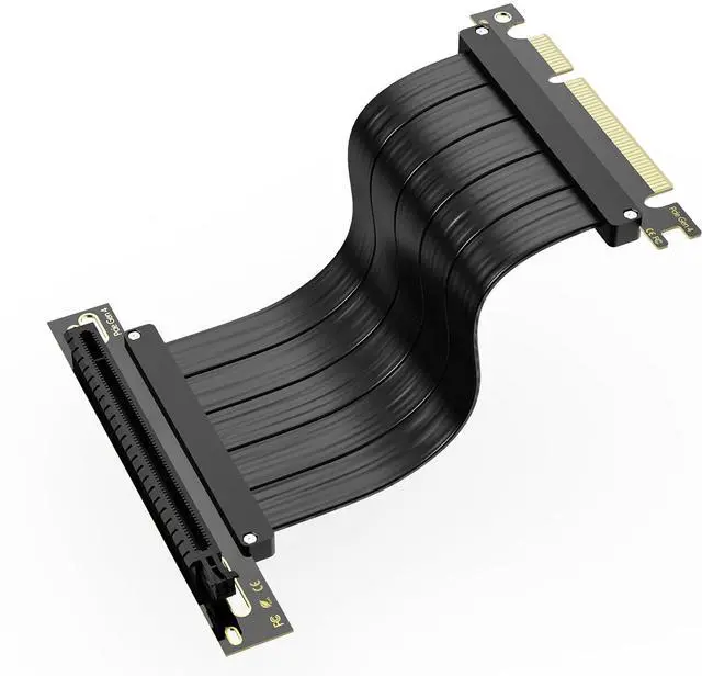Main image of Vszerda PCI-E 4.0 Riser Cable, PCIe 4.0 x16 200mm High Speed Flexible Extender Card Extension Port 90 Degree Adapter, PCIe 4.0 | Older Compatible, EMI Shielded 30 AWG, TPE Cable Sleeves