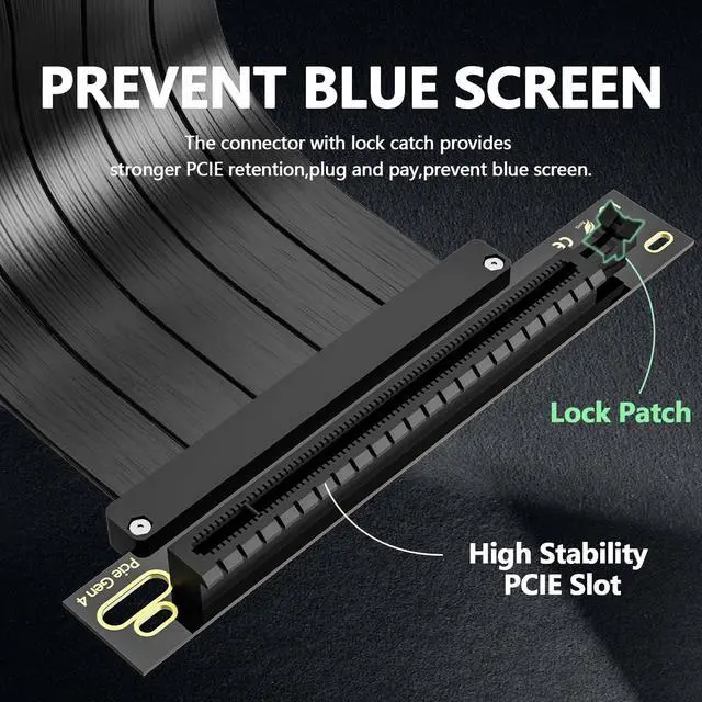 Alt view image 3 of 7 - Vszerda PCI-E 4.0 Riser Cable, PCIe 4.0 x16 200mm High Speed Flexible Extender Card Extension Port 90 Degree Adapter, PCIe 4.0 | Older Compatible, EMI Shielded 30 AWG, TPE Cable Sleeves