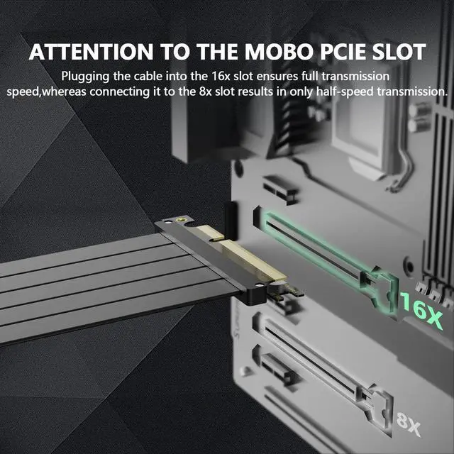 Alt view image 6 of 7 - Vszerda PCI-E 4.0 Riser Cable, PCIe 4.0 x16 200mm High Speed Flexible Extender Card Extension Port 90 Degree Adapter, PCIe 4.0 | Older Compatible, EMI Shielded 30 AWG, TPE Cable Sleeves