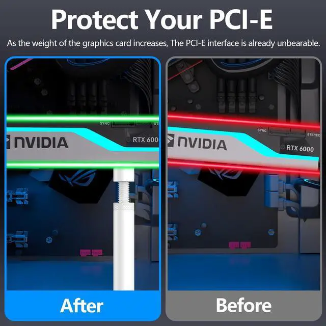 Alt view image 4 of 6 - Vszerda Graphics Card GPU Support Bracket, Adjustable Height GPU Sag Bracket with Magnet & Non-Slip Sheet, GPU Brace for Prevent Universal Graphics Card Sag, L