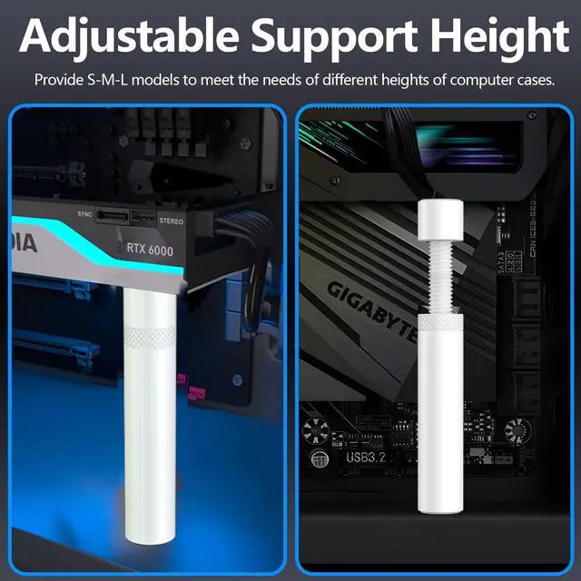 Alt view image 5 of 6 - Vszerda Graphics Card GPU Support Bracket, Adjustable Height GPU Sag Bracket with Magnet & Non-Slip Sheet, GPU Brace for Prevent Universal Graphics Card Sag, L