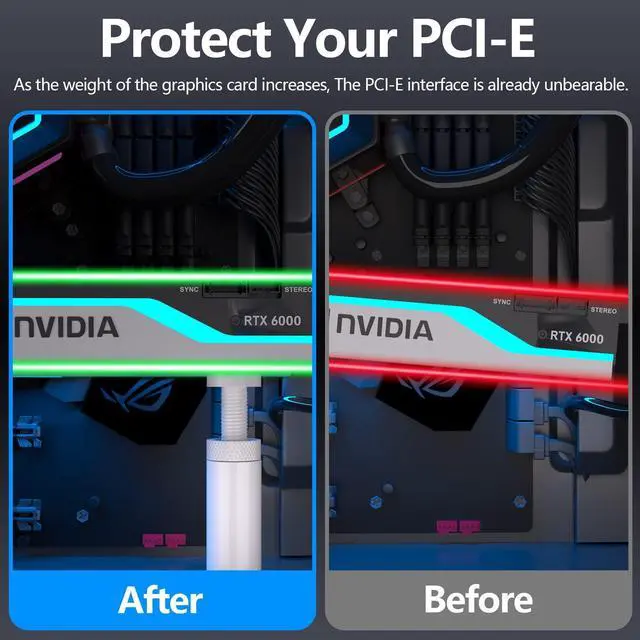 Alt view image 4 of 6 - Vszerda GPU Support Bracket, Adjustable Height Vertical GPU Sag Bracket with Magnet and Non-Slip Sheet, GPU Brace for Prevent Universal Video Card Sag Holder, M