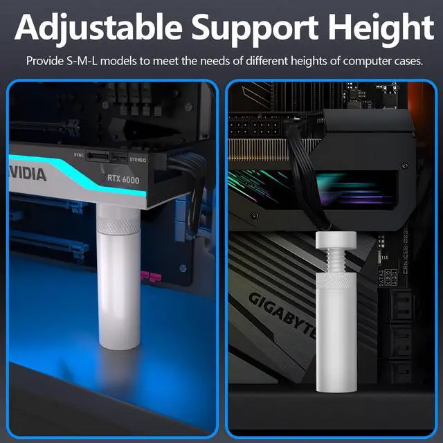 Alt view image 5 of 6 - Vszerda GPU Support Bracket, Adjustable Height Vertical GPU Sag Bracket with Magnet and Non-Slip Sheet, GPU Brace for Prevent Universal Video Card Sag Holder, M
