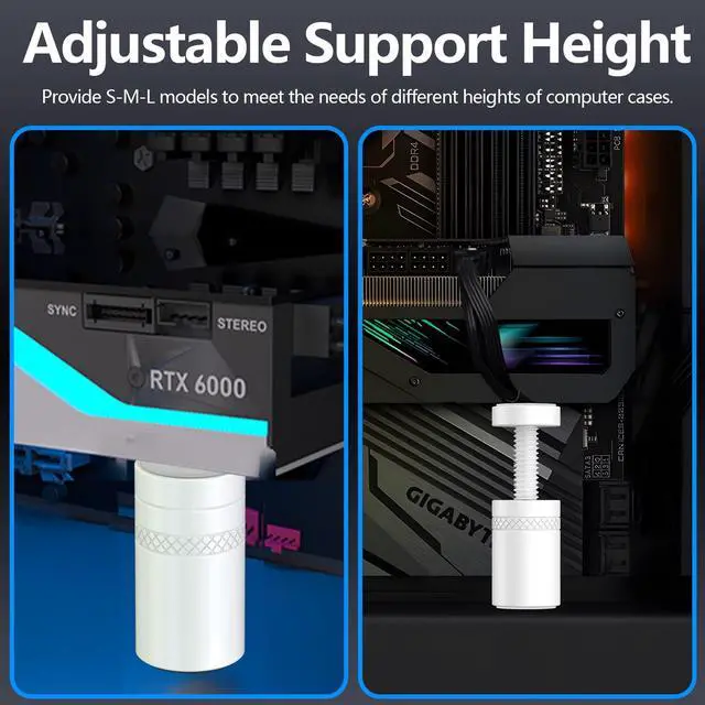 Alt view image 5 of 6 - Vszerda Compact GPU Anti-Sag Stick, Video Card Support Bracket with Magnet & Non-Slip Base (S, 25-50mm)