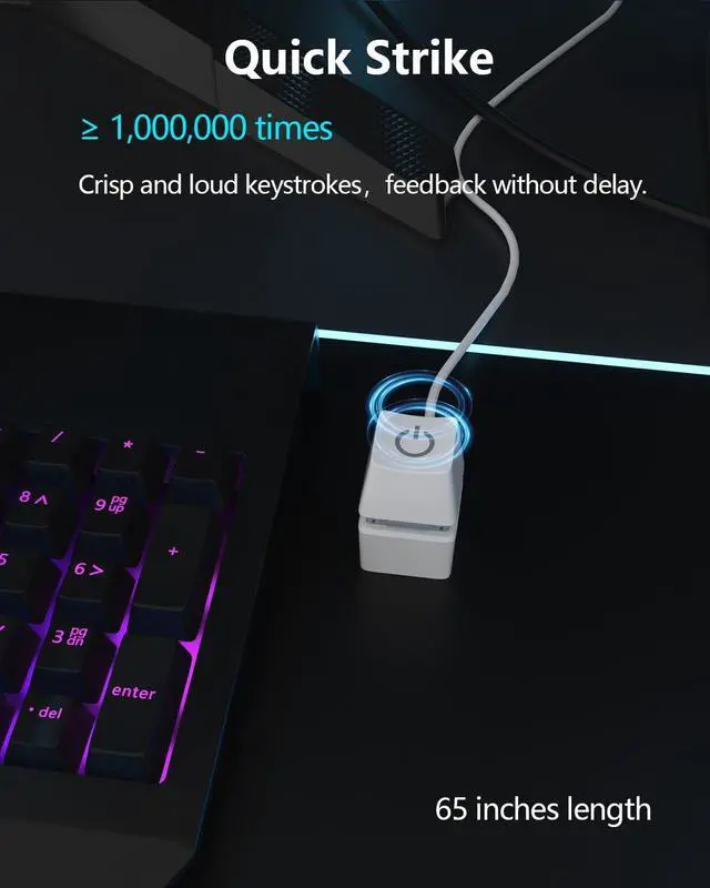 Alt view image 7 of 7 - Vszerda PC Switch Button, External Power Button with 65 inch Cable, LED Light, Compatible with PC Case and Motherboard