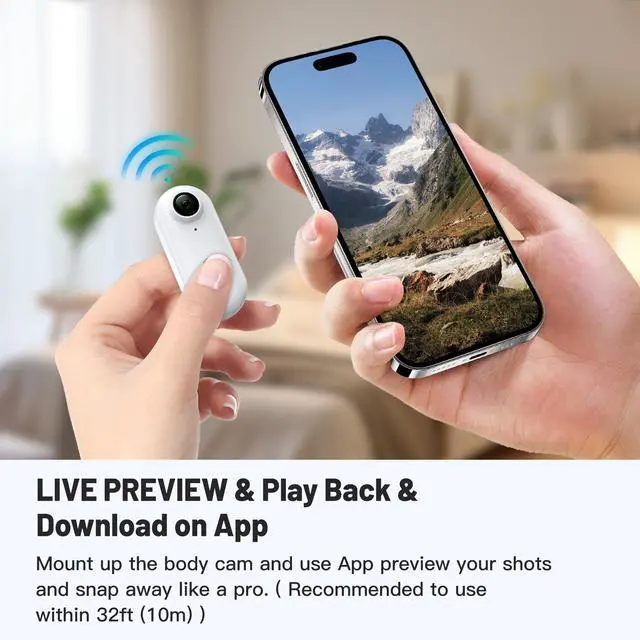 Alt view image 4 of 7 - Vszerda 128GB FHD 1080P Mini Body Camera, Wearable Action Body Cam, Thumb Size Hands Free Recording Body Worn Camera, Premium Portable Camcorder Mount Anywhere for Pet Walking, Work, Travel (White)
