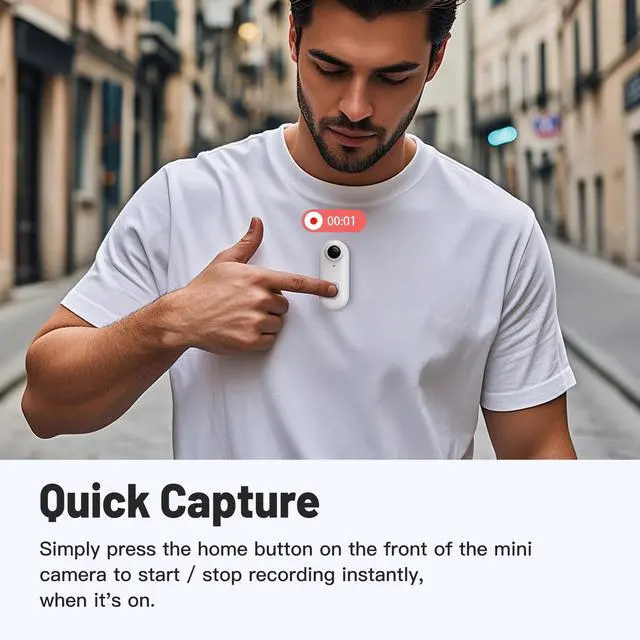 Alt view image 5 of 7 - Vszerda 128GB FHD 1080P Mini Body Camera, Wearable Action Body Cam, Thumb Size Hands Free Recording Body Worn Camera, Premium Portable Camcorder Mount Anywhere for Pet Walking, Work, Travel (White)