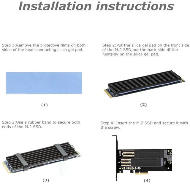 Alt view image 7 of 7 - Dual M.2 PCIE Adapter for SATA or PCIE NVMe SSD with Advanced Heat Sink Solution,M.2 SSD NVME (m Key) and SATA (b Key) 22110 2280 2260 2242 2230 to PCI-e x 4 Host Controller Expansion Card