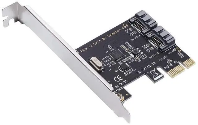 Alt view image 3 of 7 - BUCIER PCI Express 3.0 (2-Port) Controller Card, PCIe to SATA III 6Gb/s Converter, Supports SSD and HDD, Includes Bracket and 2 SATA Cables