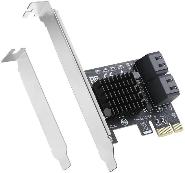 Alt view image 2 of 7 - PCIe SATA Card 4 Port,PCI Express to SATA 3.0 Ports Expansion Controller Boot as System Disk for Desktop PC Support SSD and HDD with Low Profile Bracket and 4 SATA Cable