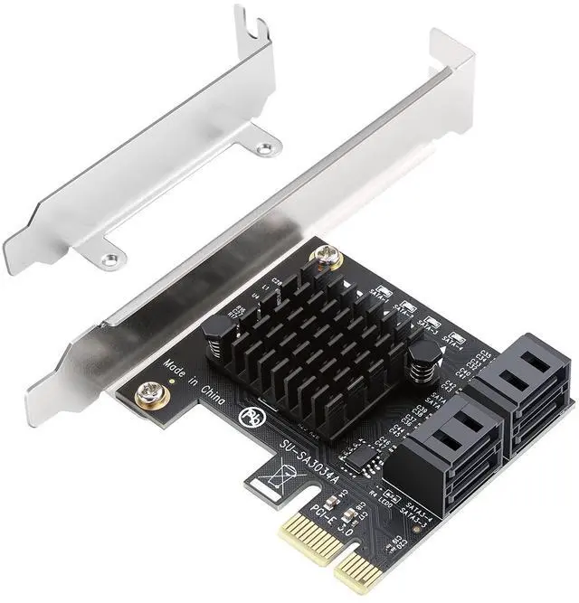 Alt view image 3 of 7 - PCIe SATA Card 4 Port,PCI Express to SATA 3.0 Ports Expansion Controller Boot as System Disk for Desktop PC Support SSD and HDD with Low Profile Bracket and 4 SATA Cable