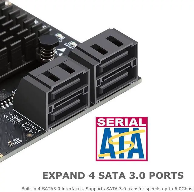 Alt view image 4 of 7 - PCIe SATA Card 4 Port,PCI Express to SATA 3.0 Ports Expansion Controller Boot as System Disk for Desktop PC Support SSD and HDD with Low Profile Bracket and 4 SATA Cable