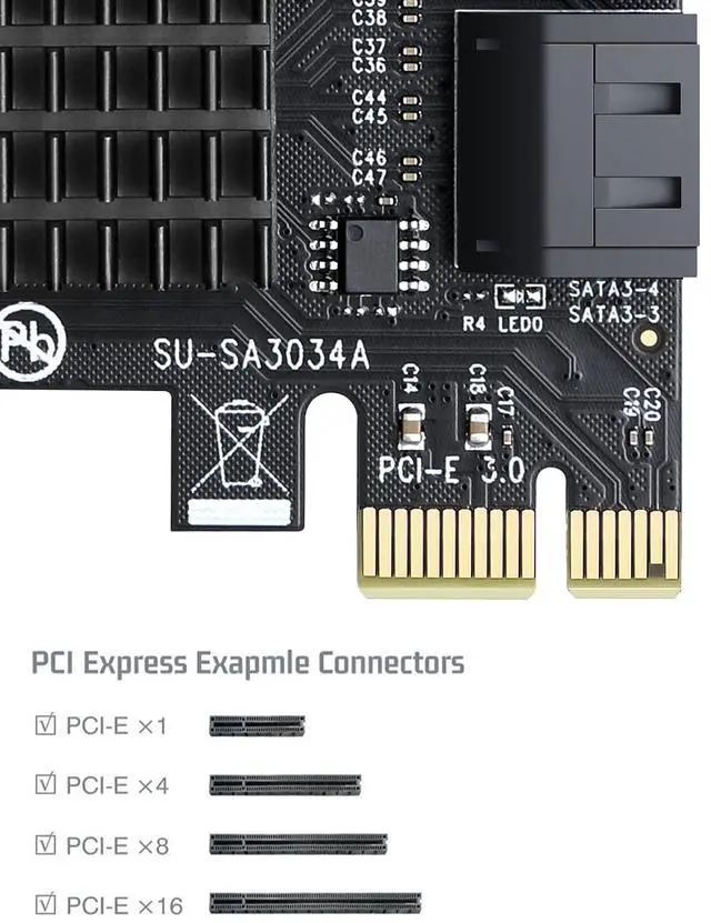 Alt view image 6 of 7 - PCIe SATA Card 4 Port,PCI Express to SATA 3.0 Ports Expansion Controller Boot as System Disk for Desktop PC Support SSD and HDD with Low Profile Bracket and 4 SATA Cable