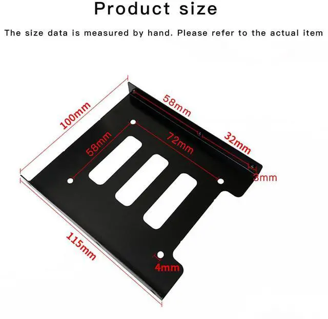 Alt view image 6 of 7 - Vszerda SSD Bracket 2.5 to 3.5 Mounting Bracket Hard Disk Adapter (2 Pack) (Black)