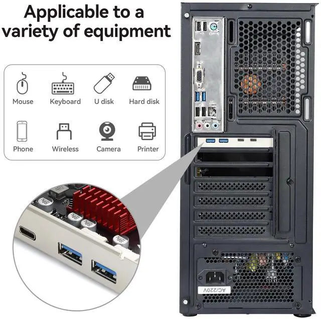 Alt view image 6 of 7 - Vszerda 4 Ports USB 3.1 PCIE Expansion Card (2 USB-A & 2 Type-C Ports) Superspeed PCI Express Expansion Card USB Card for Desktop PC Support Windows 11/10/8/7/XP/Vista, Self-Powered Supply
