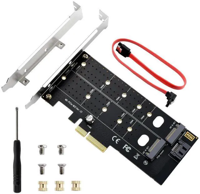 Main image of BUCIER  Dual M.2 PCIE Adapter NVME/NGFF to PCIE X4 Expansion Card 32Gbps PCIE NVME SSD Adapter Compatible with B-Key/M-Key/B&M Key for 2230 2242 2260 2280 22110 SSD