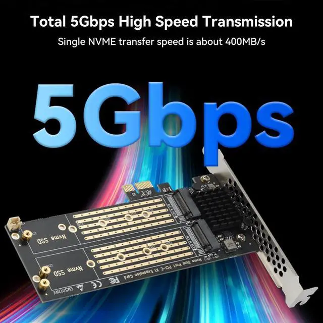 Alt view image 6 of 7 - BUCIER Dual M.2 NVMe to PCIe Adapter with Heat Sink - M-Key B&M Key 2230/2242/2260/2280 SSD NVMe PCIe Card - Low Profile Bracket - Supports PCI-Express X1/X4/X8/X16 Slots