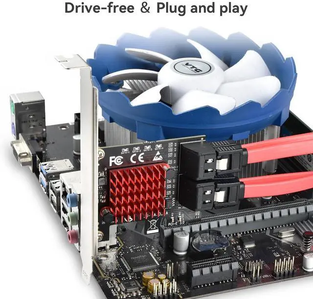 Alt view image 3 of 7 - BUCIER PCI-E to SATA Adapter 4 Port PCIe Expansion Card 6Gbps SATA 3.0 Controller PCI Express Controller Card with Low Profile Bracket for Windows/ Linux