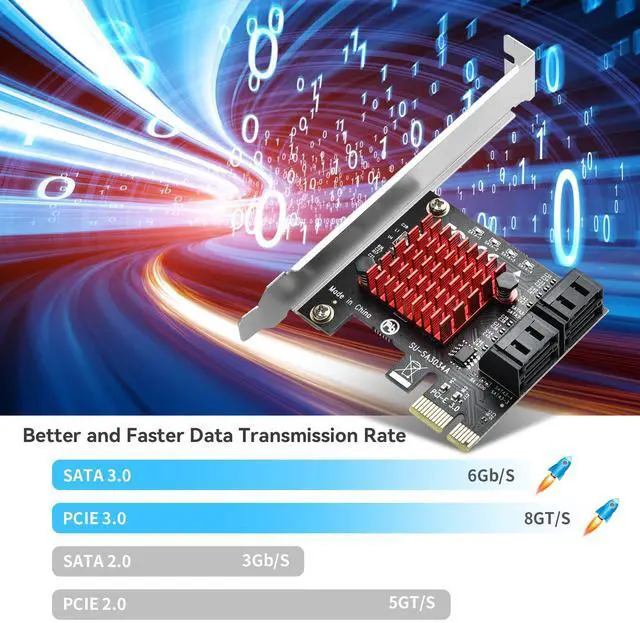 Alt view image 4 of 7 - BUCIER PCI-E to SATA Adapter 4 Port PCIe Expansion Card 6Gbps SATA 3.0 Controller PCI Express Controller Card with Low Profile Bracket for Windows/ Linux