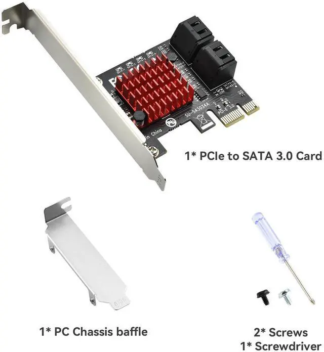 Alt view image 7 of 7 - BUCIER PCI-E to SATA Adapter 4 Port PCIe Expansion Card 6Gbps SATA 3.0 Controller PCI Express Controller Card with Low Profile Bracket for Windows/ Linux