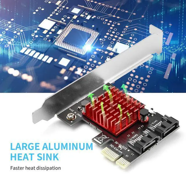 Alt view image 5 of 7 - Vszerda PCIE SATA Expansion Card 2 Port PCIE to SATA Card 6Gbps SATA 3.0 Controller PCI Express X1 Expansion Card with Low Profile Bracket for Desktop PC Support SSD HDD