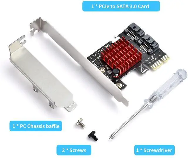 Alt view image 7 of 7 - Vszerda PCIE SATA Expansion Card 2 Port PCIE to SATA Card 6Gbps SATA 3.0 Controller PCI Express X1 Expansion Card with Low Profile Bracket for Desktop PC Support SSD HDD