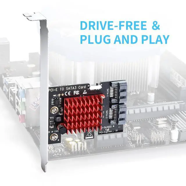 Alt view image 6 of 7 - Vszerda PCIE SATA Expansion Card 2 Port PCIE to SATA Card 6Gbps SATA 3.0 Controller PCI Express X1 Expansion Card with Low Profile Bracket for Desktop PC Support SSD HDD