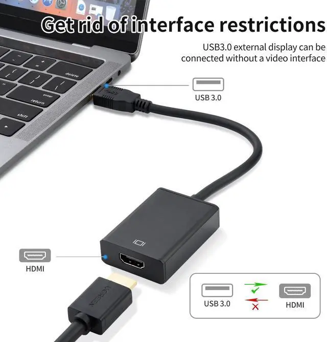 Alt view image 2 of 7 - BUCIER USB to HDMI Adapter USB 3.0/2.0 to HDMI 1080P Video Audio Converter Video Adapter Multiple for Desktop PC TV Compatible with Windows XP 7/8/ 8.1/10