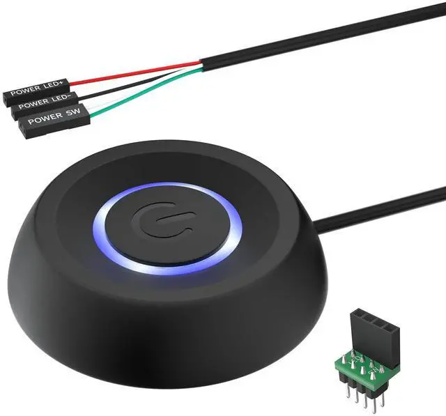 Main image of Vszerda PC Power Button, Desktop Power Button PC External Power Switch ON Off LED PC Power Supply Button SW Extension for Computer Motherboard