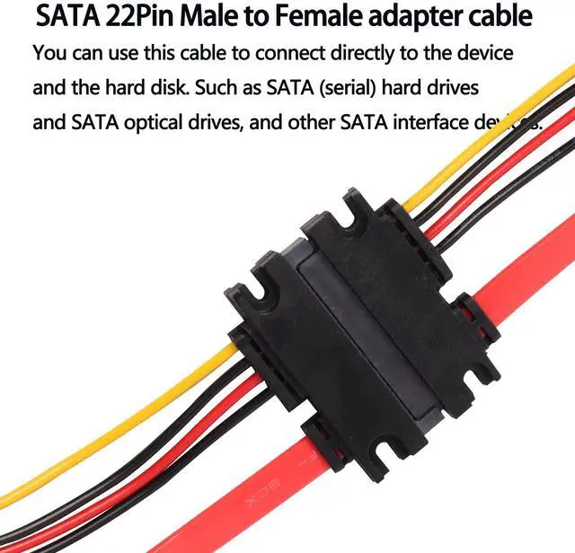 Alt view image 3 of 7 - Vszerda 22Pin SATA Power Extension Cable, 2Pack SATA 22Pin (7+15) Male to Female Data and Power Combo Extension Cable - 50cm