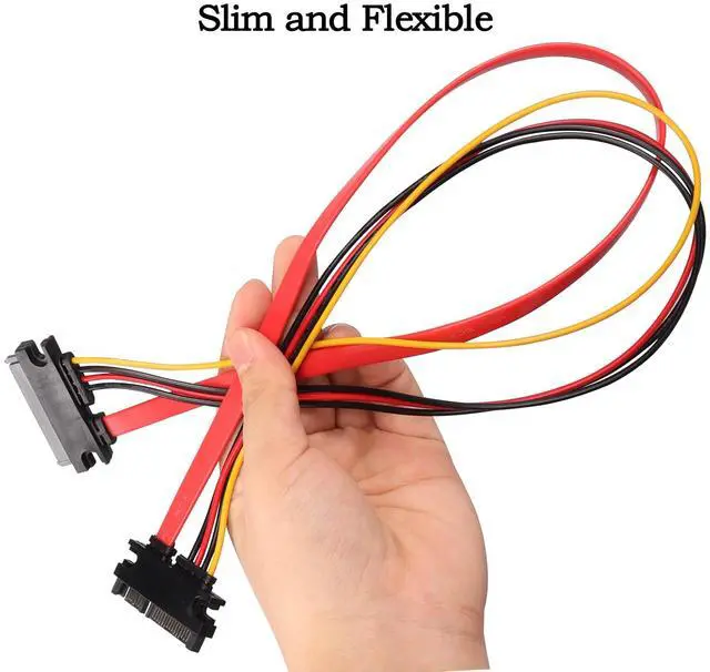 Alt view image 6 of 7 - Vszerda 22Pin SATA Power Extension Cable, 2Pack SATA 22Pin (7+15) Male to Female Data and Power Combo Extension Cable - 50cm