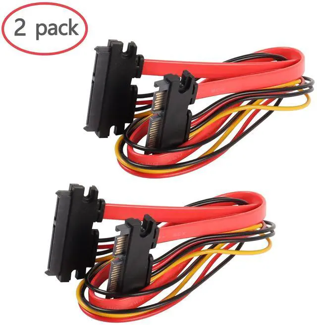 Alt view image 7 of 7 - Vszerda 22Pin SATA Power Extension Cable, 2Pack SATA 22Pin (7+15) Male to Female Data and Power Combo Extension Cable - 50cm