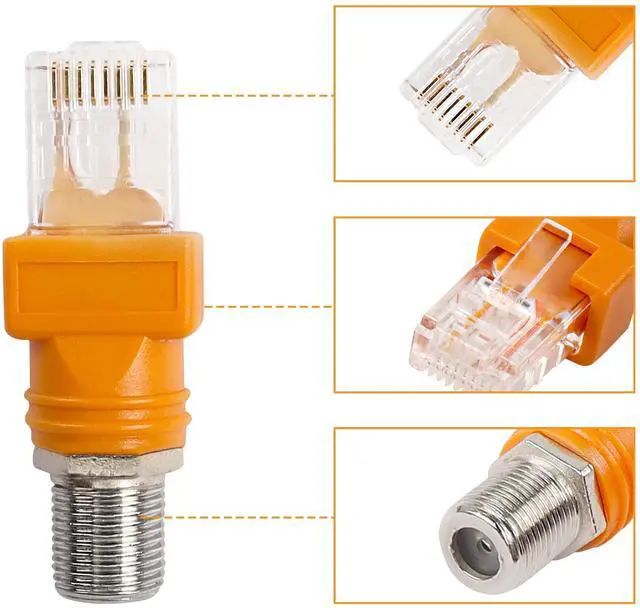 Alt view image 6 of 7 - Vszerda RF to RJ45 Converter, Coaxial to Ethernet Adapter F Female to RJ45 Male Barrel Coax Couplers Straight Connector for Line Tester (4PCS)