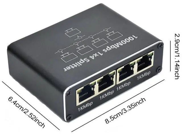 Alt view image 6 of 7 - Vszerda Gigabit Ethernet Splitter 1 to 4 - Network Splitter with USB Power Cable, RJ45 Internet Splitter Adapter 1000Mbps High Speed for Cat 5/5e/6/7/8 Cable [4 Devices Networked Simultaneously]