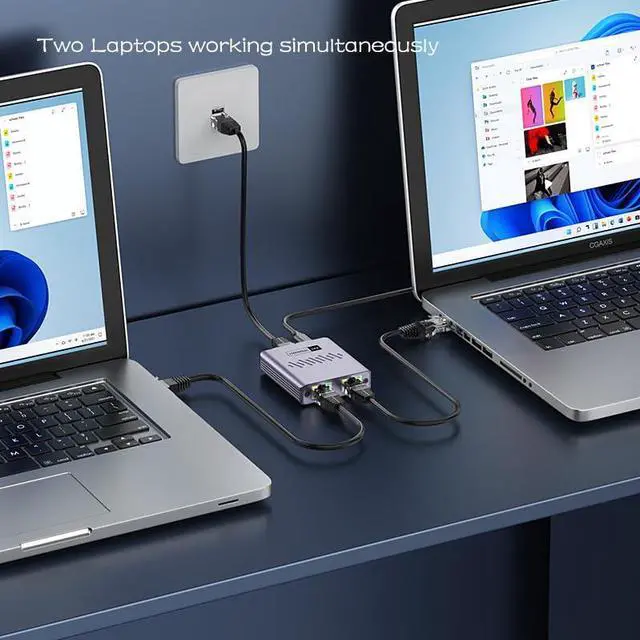 Alt view image 6 of 7 - Gigabit Ethernet Splitter 1 to 2 High Speed, 1000Mbps Internet Splitter 1 in 2 Out, LAN Splitter with USB Power Cable, RJ45 Splitter for Cat5/5e/6/7/8 Cable(2 Devices Simultaneously Networking)