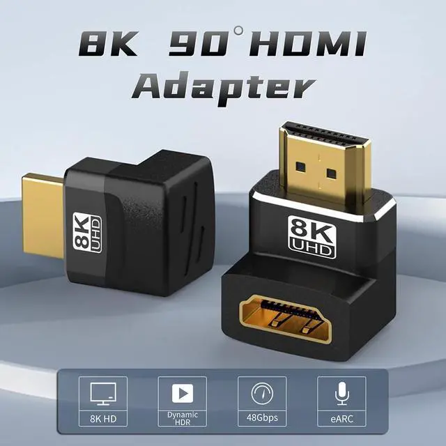 Alt view image 2 of 7 - Vszerda 4 Pack 8K HDMI 2.1 Male to Female Adapter Connector Up Down Left Right Angle 90 270 Degree Gold Plated Support 8K@60Hz,4K@120Hz,HDR,eARC for PC Laptop HDTV Switch PS4 PS5