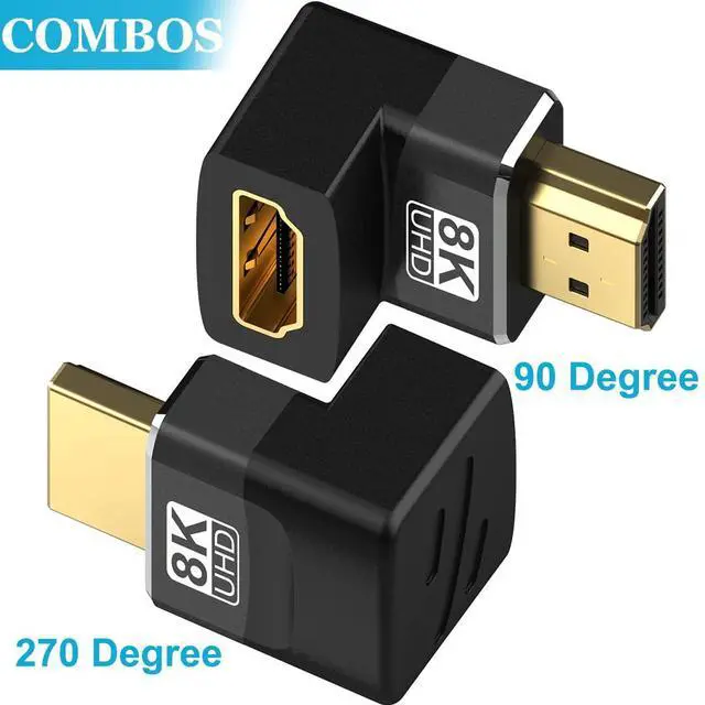Alt view image 2 of 7 - Vszerda 4 Pack 8K HDMI 2.1 Male to Female Adapter Right Angle Connector Up Down Angle 90 270 Degree Gold Plated Support 8K@60Hz,4K@120Hz,HDR,eARC for HDMI Cable PC Laptop HDTV Switch PS4 PS5 Xbox