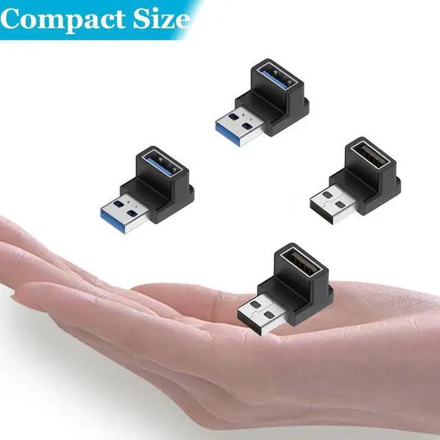Alt view image 5 of 7 - Vszerda 4 Pack 10Gbps USB 3.1 Male to Female Adapter Right Angle Up and Down Angle 90 Degree USB 3.0 A Connector Support 3A Fast Charging for Computer, PC, Desktop, Laptop, USB Hub, USB Charger