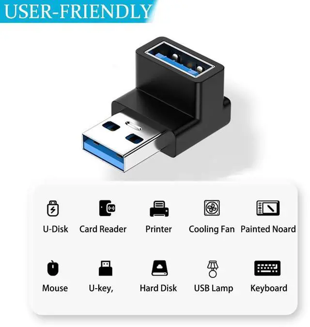 Alt view image 6 of 7 - Vszerda 4 Pack 10Gbps USB 3.1 Male to Female Adapter Right Angle Up and Down Angle 90 Degree USB 3.0 A Connector Support 3A Fast Charging for Computer, PC, Desktop, Laptop, USB Hub, USB Charger