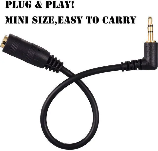 Alt view image 6 of 6 - Vszerda 2 Pack Gold Plated 2.5mm Male to 1/8 inch 3.5mm Female Stereo Audio Jack Adapter Cable 90 Degree Right Angle Connector 6 inch Cord for Radios,Headphones,Recorder,Camera