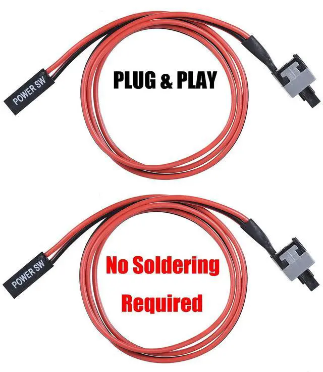 Alt view image 3 of 6 - Vszerda 3 Pack 2 Pin SW PC Desktop Power Cable On/Off Push Button ATX Computer Switch Cord 50CM