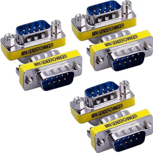 Main image of Vszerda 6-Pack 9Pin RS232 Serial Cable DB9 Male to Male Mini Gender Changer Adapter Coupler Connector